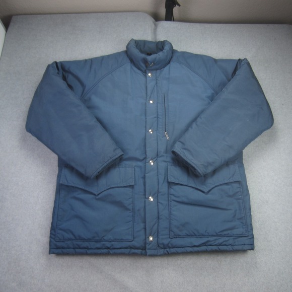 Vtg Woolrich Jacket Men XL Blue Snap Front Quilted Lined Insulated Outdoor Coat